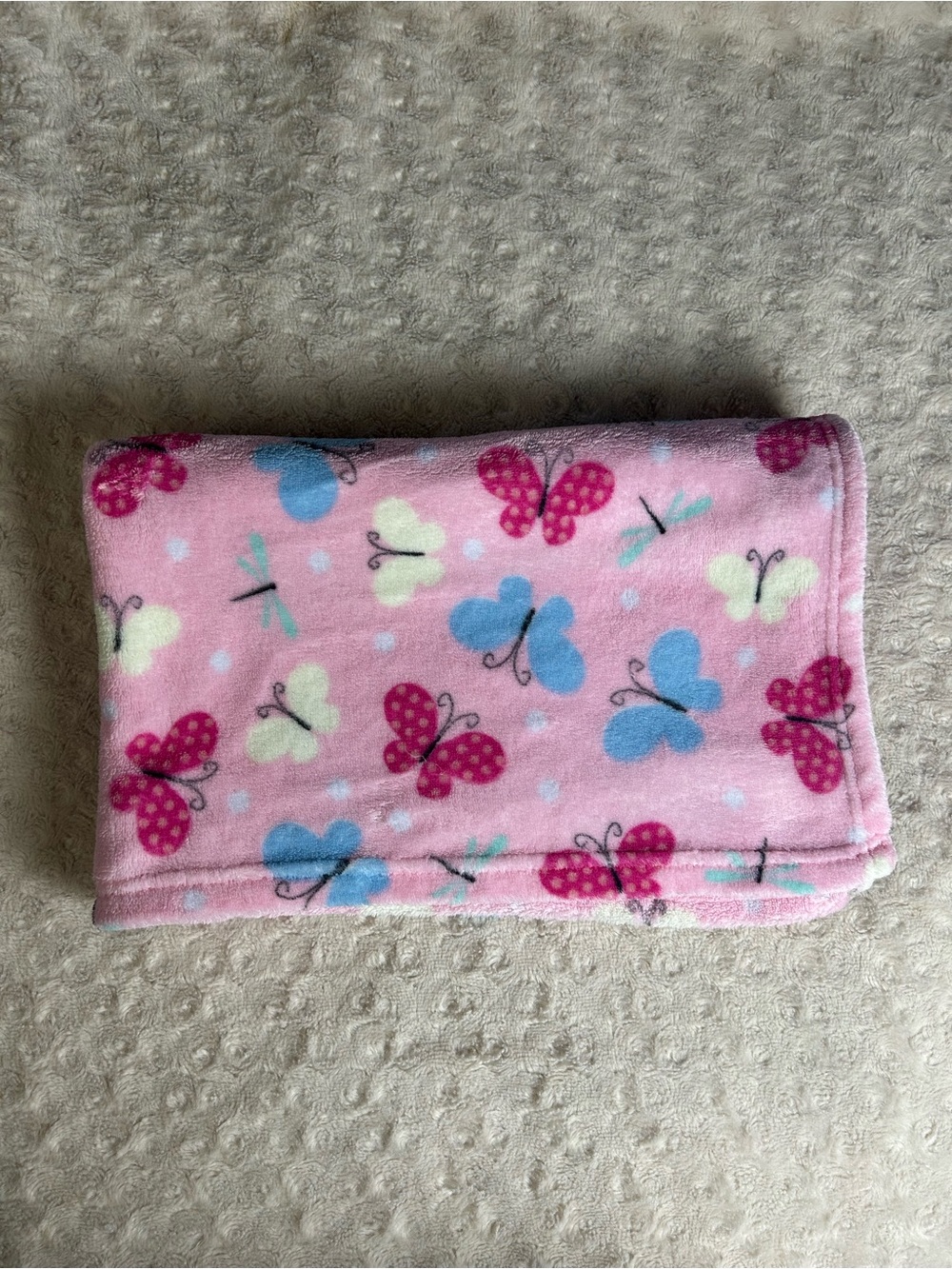 Parent's Choice Butterfly Baby Blanket Pink Yellow Blue Dragonfly Polka Dots